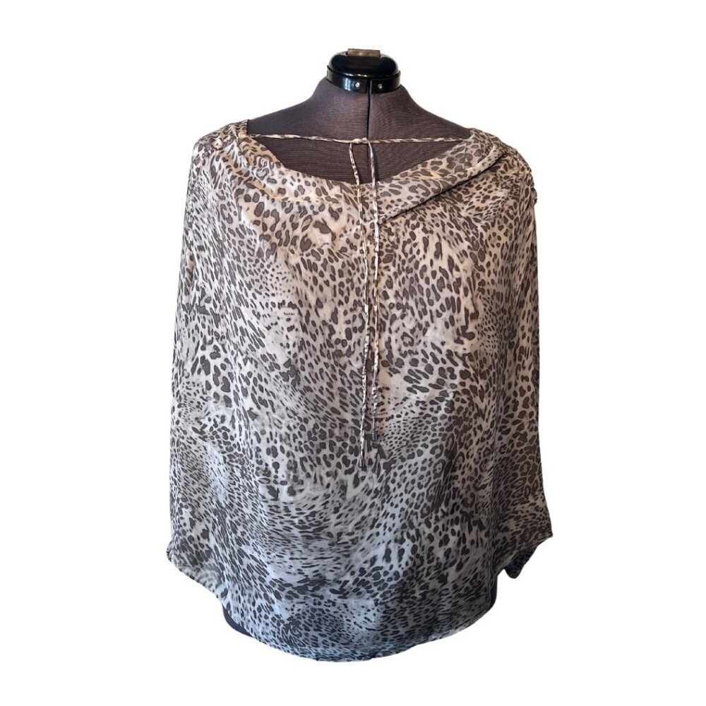 Jennifer Lopez Gray Sheer Cheetah Blouse (Size 3X)